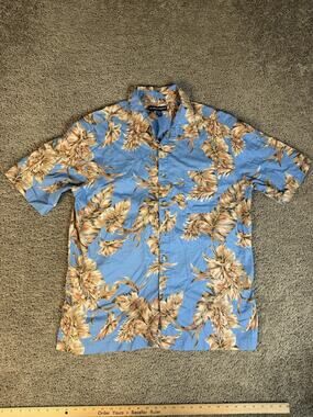 West Marine Shirt Mens XL Blue Hawaiian Limited Edition Short Sleeve Button Up